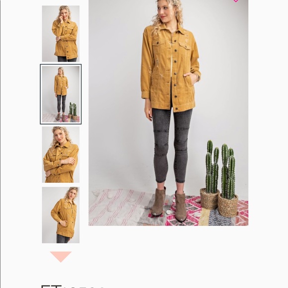 New! CAMEL DISTRESSED DENIM JACKET - Picture 2 of 6